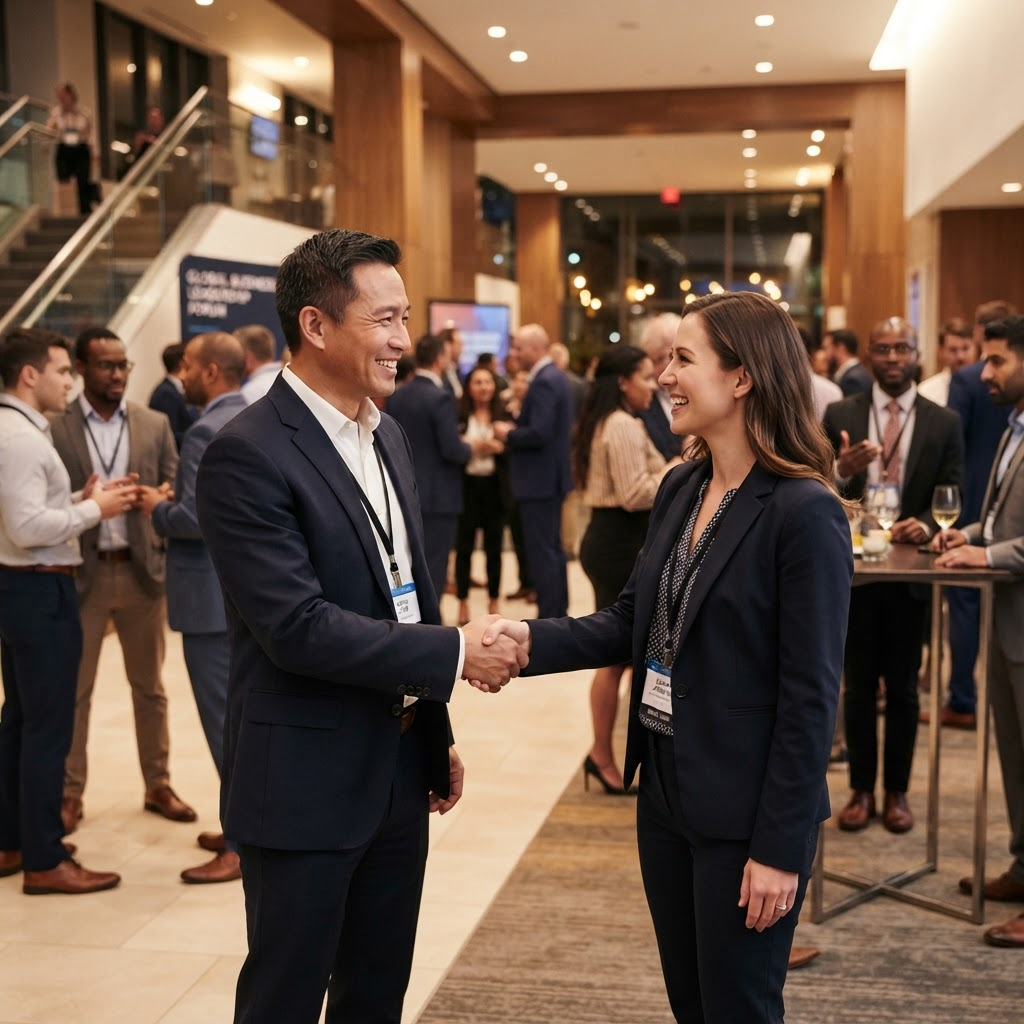 Association executives networking at a professional event