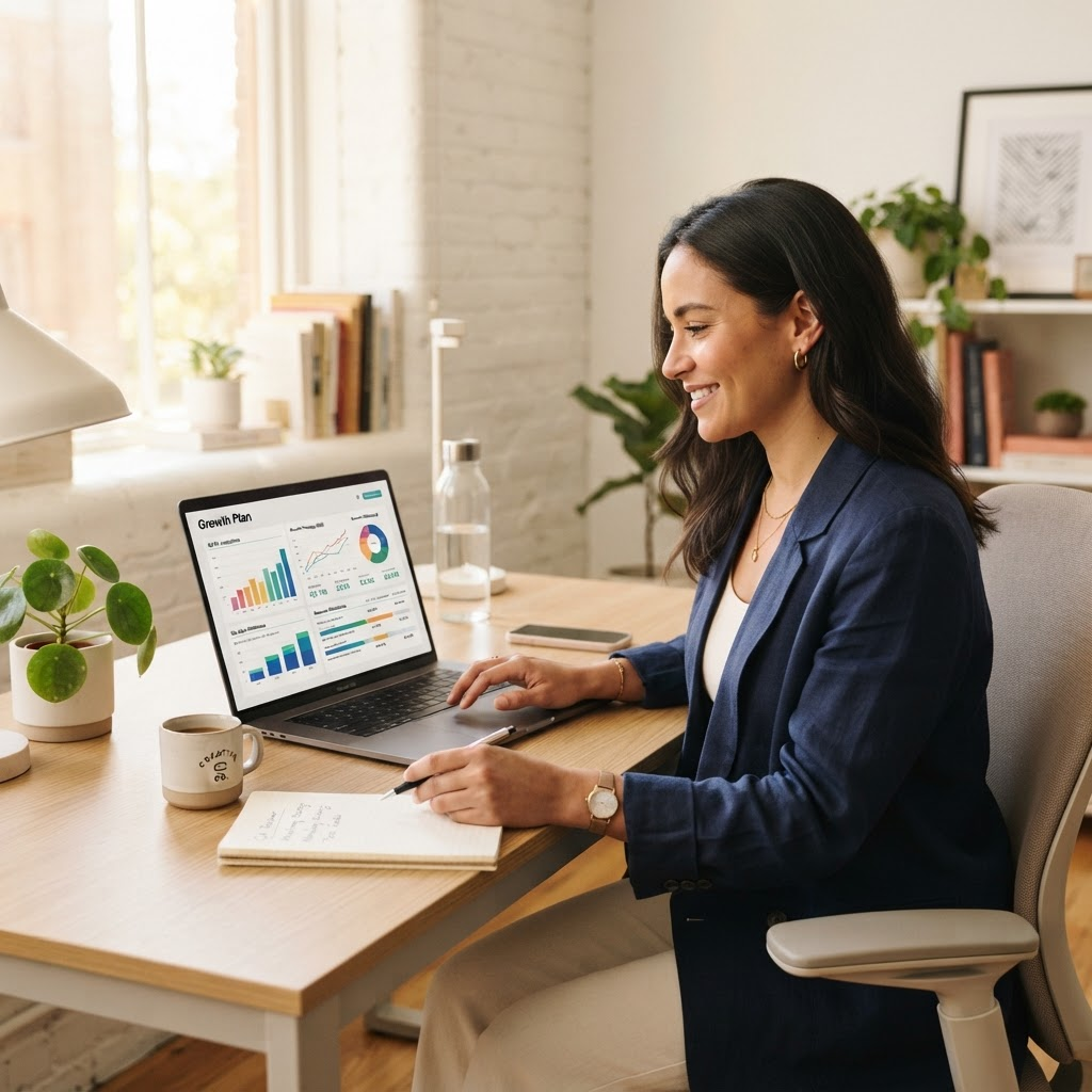 Business owner reviewing their customized growth plan